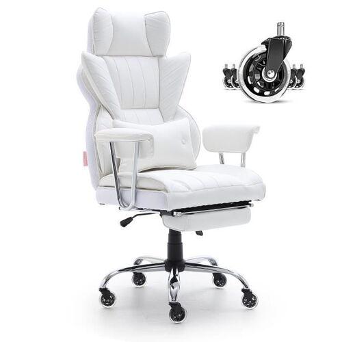 Chaise De Bureau En Cuir - Vevor - Chaise De Bureau Fauteuil De Direction Ergonomique Inclinable Repose-Pieds