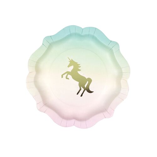 12 Assiettes En Carton Licorne 21 Cm Taille Unique