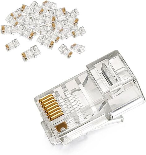 Lot de 50 Cat 5e Connecteur RJ45 Ethernet Réseau Embout Fiche 8P8C pour Câble Réseau Cat 6/5e/5