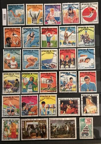Lot De 43 Timbres Tchad 1969