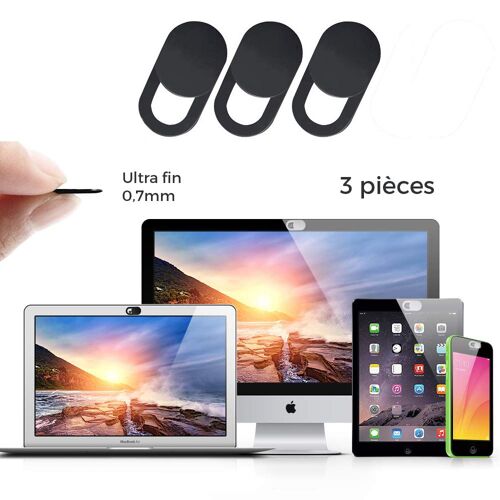 Hobby Tech Pack de 3x Cache pour webcam pour PC / Smartphone Noir