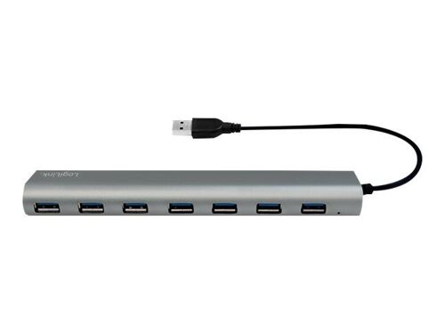 LogiLink USB 3.0 Hub 7-Port with Card Reader, Aluminum - Concentrateur (hub) - 7 x SuperSpeed USB 3.0 - de bureau
