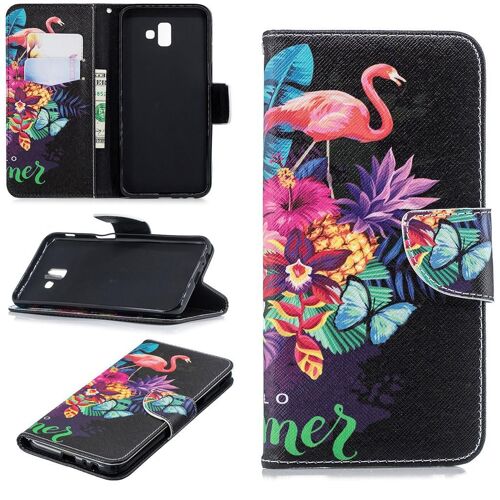 Samsung Galaxy J6 Plus 2018 Coque, Saturcase Beau Motif Pu Cuir Magnétique Flip Portefeuille Support Porte-Carte Protecteur Cover Case Coque Housse Étui Pour Samsung Galaxy J6 Plus 2018 (Bw-10)
