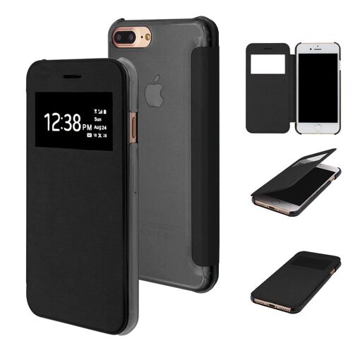 Etui Folio A Rabat Iphone 8 Plus (5"5) Noir Eco-Cuir (Pu)