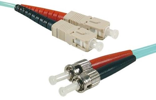 exertis Connect - Cordon de raccordement - SC/UPC multimode (M) pour ST/UPC multimode (M) - 3 m - 2 mm - fibre optique - duplex - 50 / 125 microns - OM3 - sans halogène - turquoise