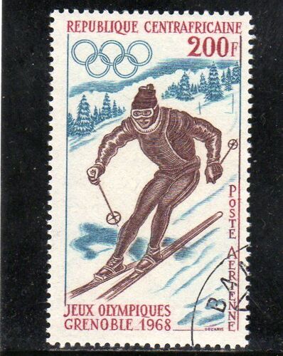 Timbre De Poste Aérienne De Centrafrique (Jeux Olympiques DHiver De 1968 À Grenoble)