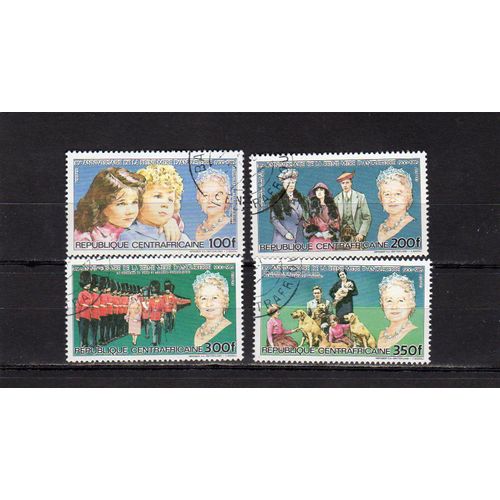 Timbres-Poste De Centrafrique (85ème Anniversaire De La Reine-Mère Elisabeth)