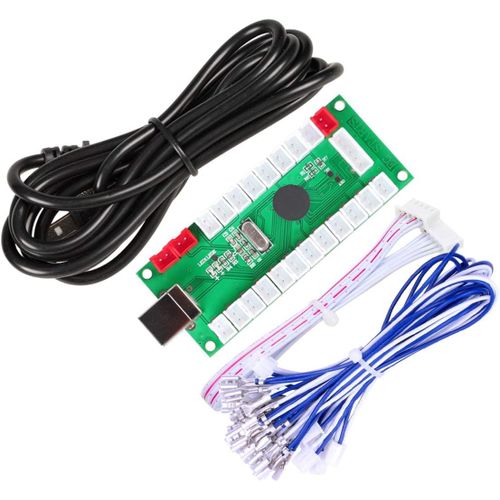 Zero Delay Arcade USB Encoder PC to Joystick pour Windows & Linux & MAME & Raspberry Pi Retropie Projects (1 Player 5pin Joystick + Happ Style Buttons)