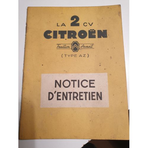 Notice  D Entretien 2 Cv Citroen; Type Az. 1955/56/57