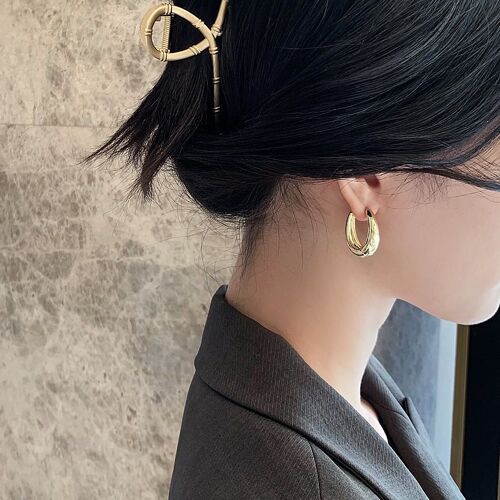 Boucles D'oreilles Rétro Élégantes En Or Pour Femme, Bijoux De Style Coréen, Simples, Style Froid, Haut De Gamme