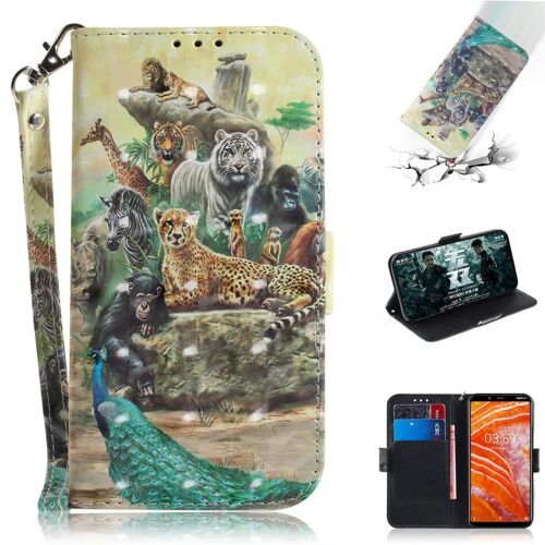 Nokia 3.1 Plus Coque, Saturcase Beau 3d Motif Pu Cuir Magnétique Flip Portefeuille Support Porte-Carte Protecteur Coque Housse Étui Avec Dragonne Pour Nokia 3.1 Plus 2018 (Td-12)