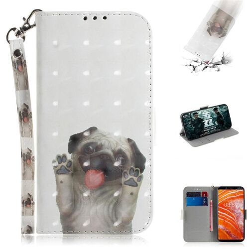 Nokia 3.1 Plus Coque, Saturcase Beau 3d Motif Pu Cuir Magnétique Flip Portefeuille Support Porte-Carte Protecteur Coque Housse Étui Avec Dragonne Pour Nokia 3.1 Plus 2018 (Td-15)