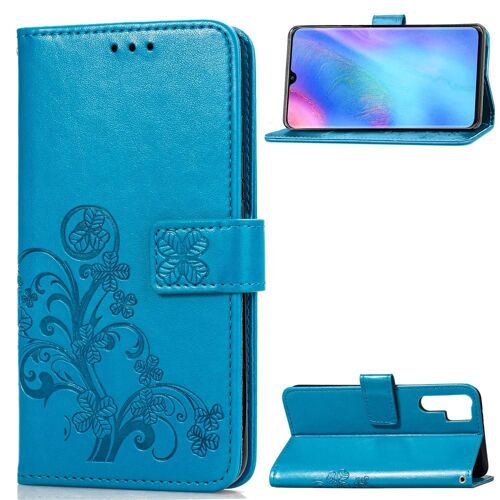 Huawei P30 Pro Coque, Saturcase Lucky Clover Pu Cuir Magnétique Flip Portefeuille Support Porte-Carte Protecteur Coque Housse Étui Avec Dragonne Pour Huawei P30 Pro (Bleu)