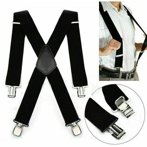 Bretelles larges 50 mm pour pantalon moto homme, ultra résistantes, réglables et élastiques, noir
