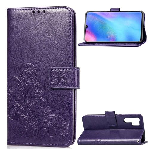 Huawei P30 Pro Coque, SATURCASE Lucky Clover PU Cuir Magnétique Flip Portefeuille Support Porte-carte Protecteur Coque Housse Étui avec Dragonne pour Huawei P30 Pro (Violet)