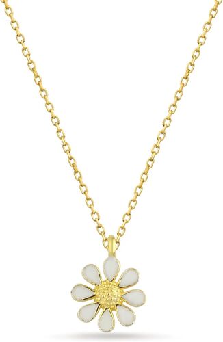 Collier Daisy Avec Pendentif Marguerite, En Argent Sterling 925 Plaqué Or, Hypoallergénique Et Sans Nickel (Collier Daisy En Argent)