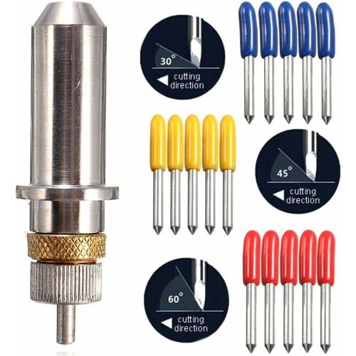 15pcs 30/45/60 Degrés Vinyle Cutter Lame pour Roland Plotter avec Support de Lame Outil Accessoires Forets 15x Lames pour Traceur de Coupe goodnice