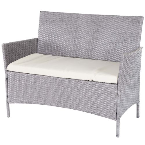 Banc De Jardin Halden En Polyrotin   Gris, Coussin Couleur Crème