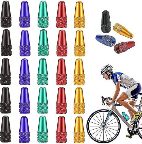 25 Pcs Multicolor Anodized Aluminum Alloy Cycling Valve Caps, French Style Tyre Caps Dust Covers