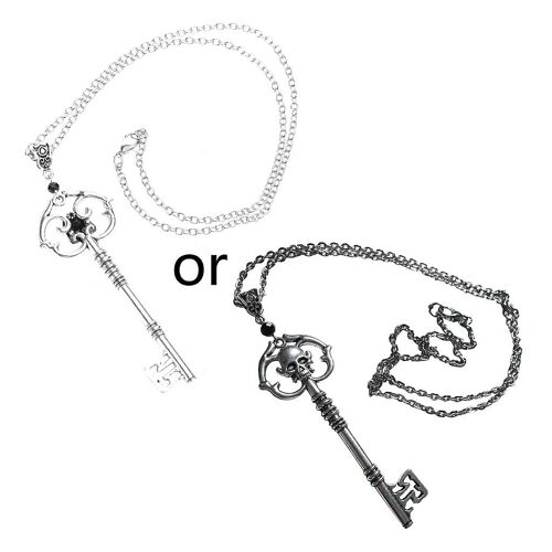 Skull Key Charm Collier Gothique Pendentif Collier Alliage Déclaration Punk Choker