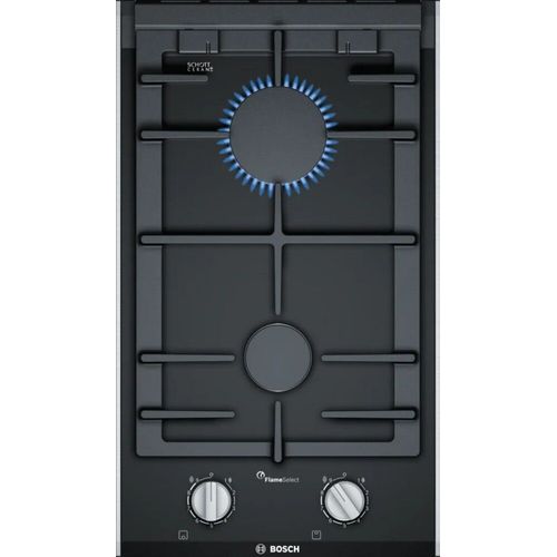 Table de cuisson gaz 30 cm vitrocéramique noire Bosch PRB3A6B70 Serie 8