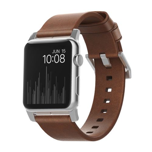 Nomad Nm1a4rsm00 Bande Marron Cuir Accessoire Pour Smartwatch; Nomad Nm1a4rsm00, Bande, Marron, Apple, Apple Watch Sport, Apple Watch, Apple Watch Edition, Cuir, Argent