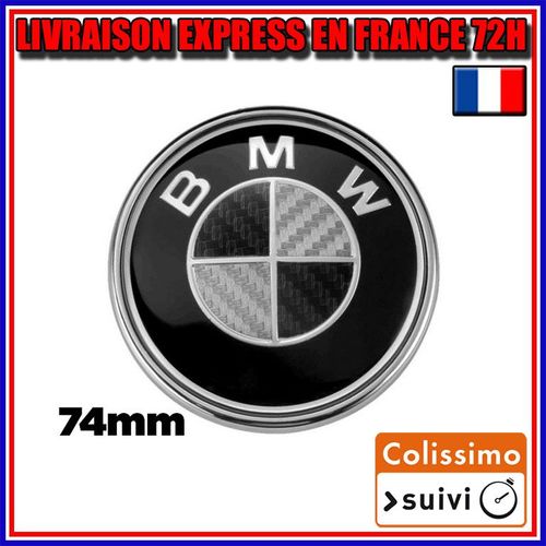 Logo Insigne Emblème Bmw Tout Modèles 74mm Fibre De Carbone Noir
