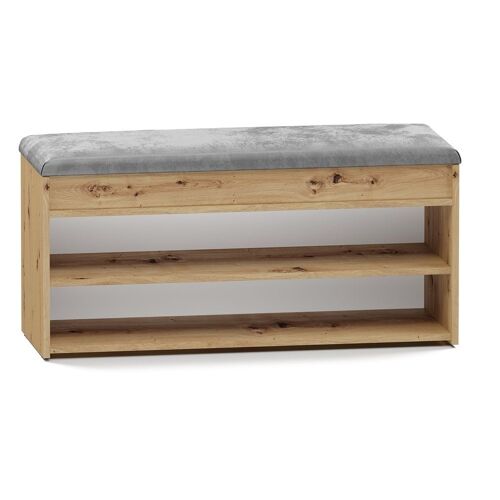Parmi - Meuble À Chaussures Style Scandinave Entrée - 100x35x49 Cm - Banc Avec Rangement - Chêne