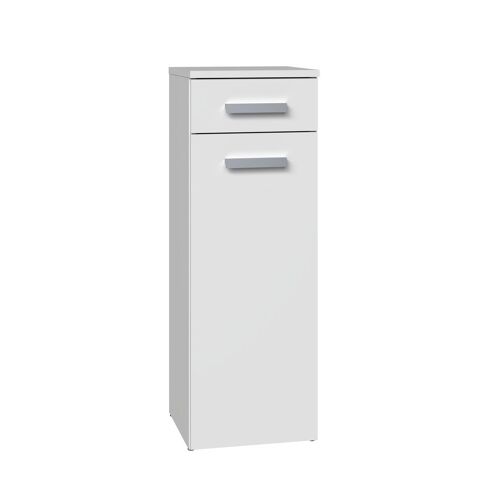 JOKKE - Meuble salle de bain 1 porte + 1 tiroir - 30x30x85cm - Colonne basse rangement SDB - Blanc