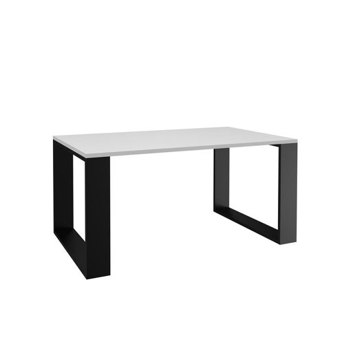 ALADA - Table basse rectangulaire style industriel - 90x58x50 cm - Table à café - Blanc