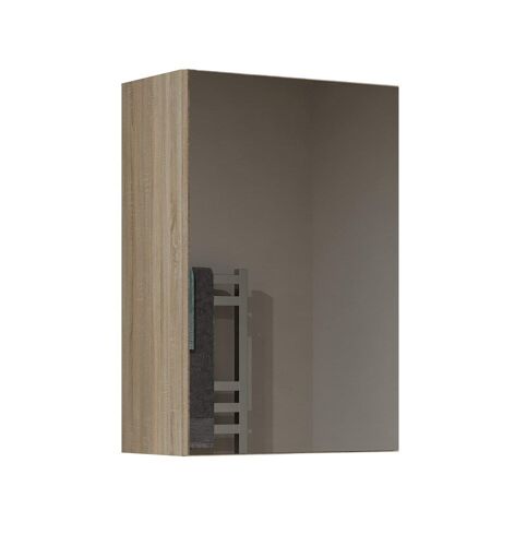 Tonni - Armoire De Toilette Murale 1 Porte - Meuble Sdb Avec Miroir - Dimensions 40x22x60 Cm - Rangement Salle De Bain - Sonoma