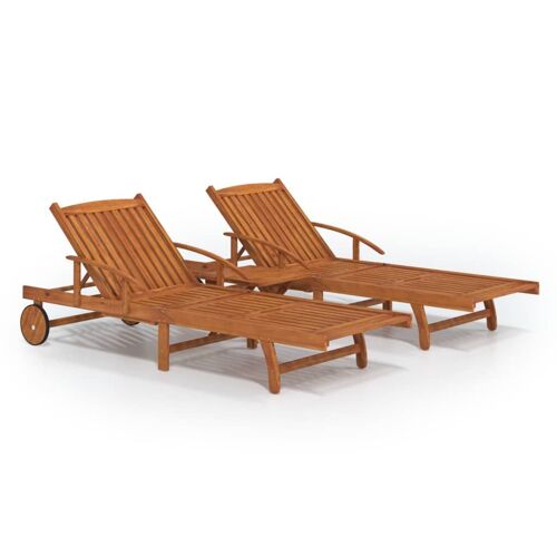 Vidaxl Ensemble De Chaises Longues 2 Pcs Et Table Bois D'acacia Massif