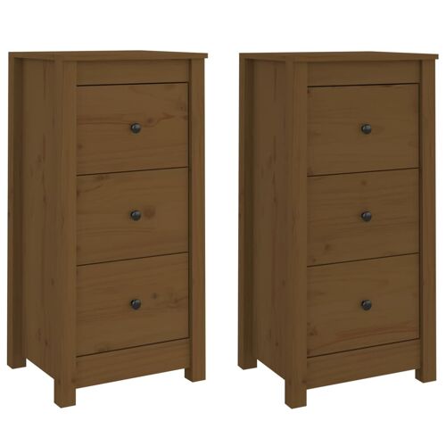 vidaXL Buffets 2 pcs Marron miel 40x35x80 cm Bois massif de pin