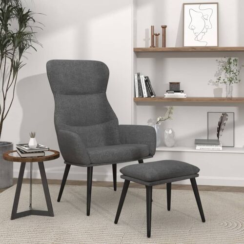Vidaxl Chaise De Relaxation Avec Tabouret Gris Clair Tissu