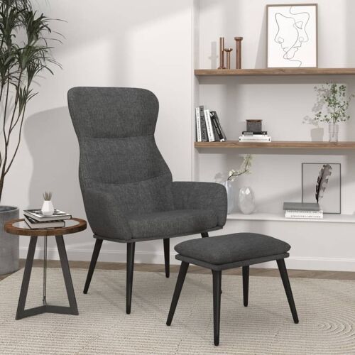 Vidaxl Chaise De Relaxation Avec Tabouret Gris Fonc? Tissu