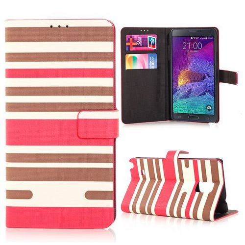 Etui Folio A Rabat Samsung Galaxy Note 4 La Ligne Rose & Marron Eco-Cuir (Pu)