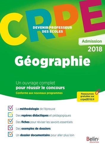 Géographie - Epreuve Orale D'admission Crpe - Edition 2018