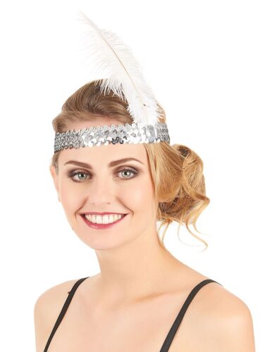 Bandeau Charleston Sequins Avec Plume Femme
