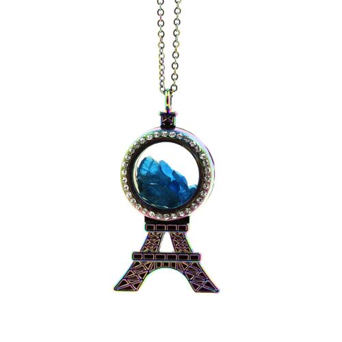 Collier Apatite Bleu Neon Brut. Modèle France.