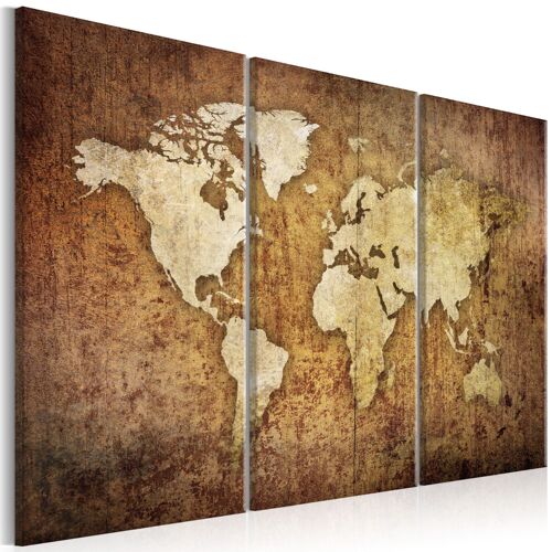 Tableau Cartes du monde World Map: Brown Texture 90 x 60 cm