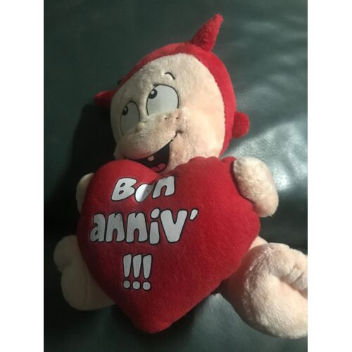 Peluche Petit Diable - Diablotin Avec Coeur : Bon Anniv !!! - 20x18 Cm