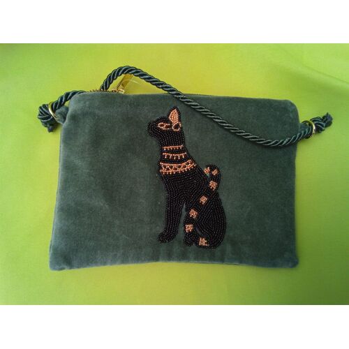POCHETTE PLATE  CHATS "perlée"