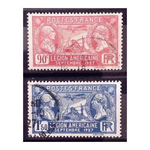 Série Légion Américaine 90c Rouge (N° 244) + Légion Américaine 1f50 Bleu (N° 245) Obl - Cote 4,15 - France Année 1927 - N9652