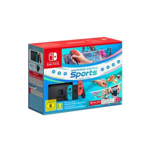 Nintendo Switch 1 1 Neon Red Neon Blue avec Switch Sport et Leg Band et 3 mois d'abonnement en ligne Rouge