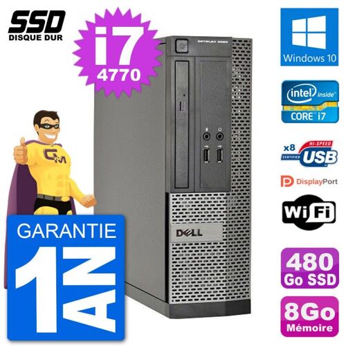 PC Dell Optiplex 3020 SFF i7-4770 RAM 8Go SSD 480Go Windows 10 Wifi