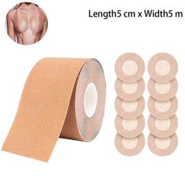 Bande Adhésive Pour Seins Couleur Chair Avec Cache-Tétons ¿ Coton Et Fibre Élastique, 5 Cm X 5 M Et 7,5 Cm X 5 M, Maintien Invisible Pour Un Confort Optimal Toute La Journée