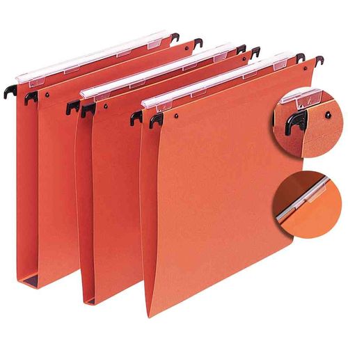 Elba Boîte De 25 Dossiers Suspendus Medium 220g Tiroirs Fond V Orange