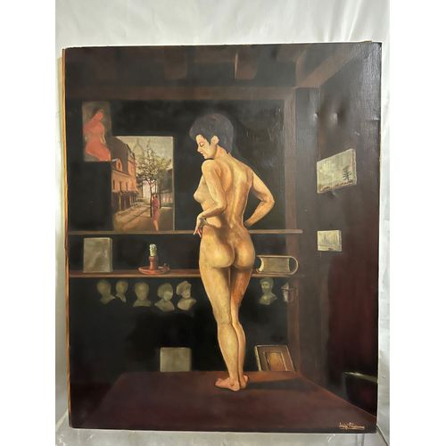 Louiji Filocamo Huile Sur Toile Nu Dans L’Atelier À Montmartre 