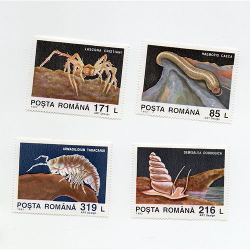 Roumanie- Lot De 4 Timbres Neufs- Animaux De La Grotte De Movile- Année 1993