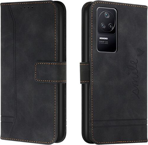 Coque pour Xiaomi Poco F4 5G, Coque Xiaomi Poco F4 5G, Portefeuille Housse en PU avec TPU Flip Pochette Housse pour Xiaomi Poco F4 5G (Noir)